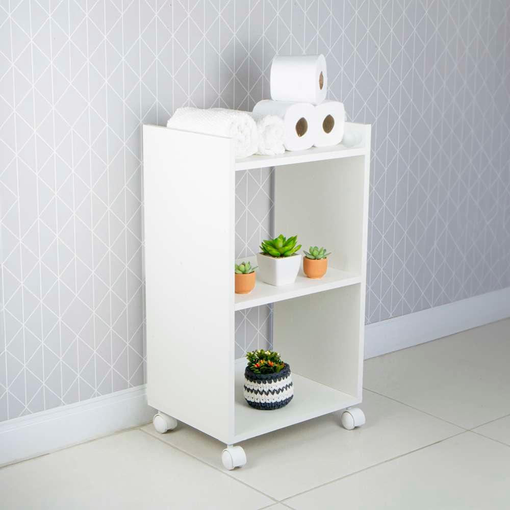 Nicho Organizador Móvel Multiuso Branco para Banheiro com Rodízio 40cm