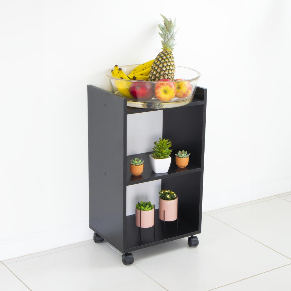 Nicho Organizador Multiuso Móvel para Cozinha com Rodinha 40cm Preto