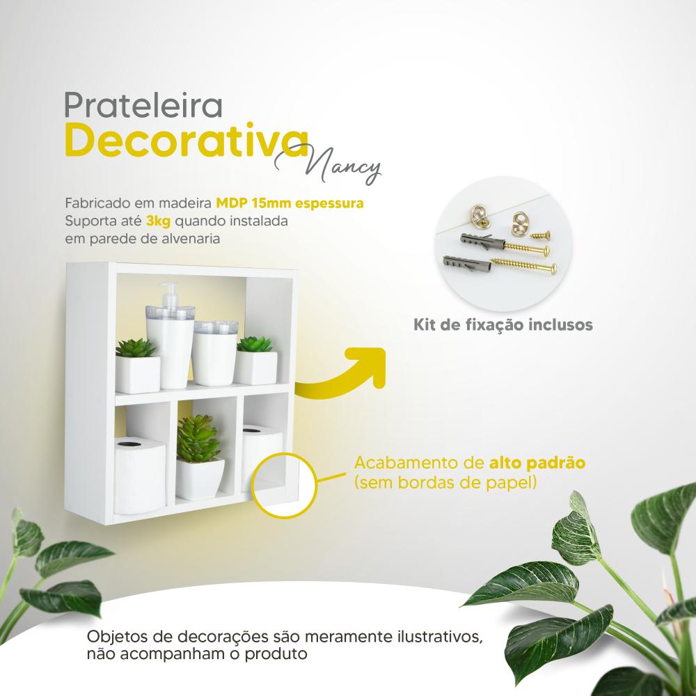 Nicho Porta Papel Organizador para Banheiro Branco 40cm