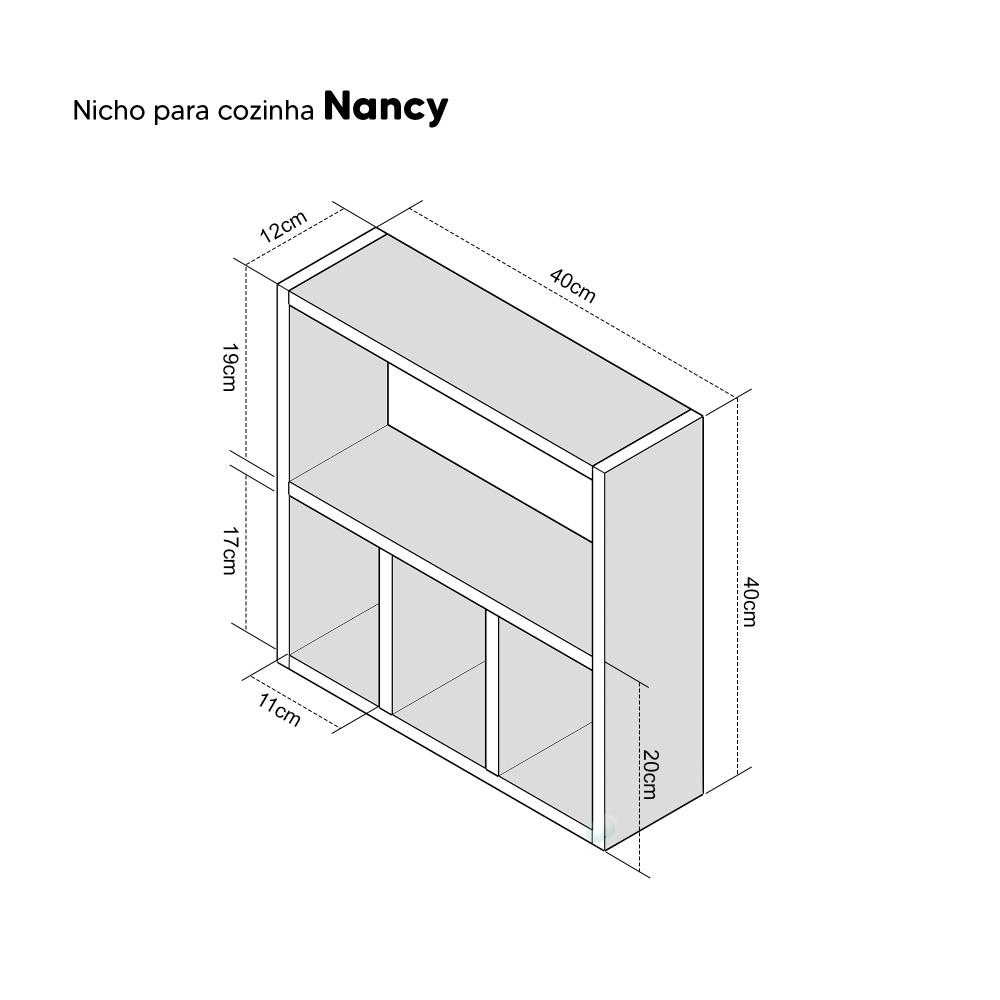 Nicho Porta Papel Organizador para Banheiro Preto 40cm