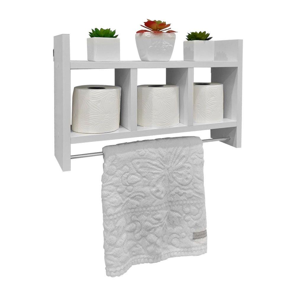 Nicho Porta Toalha Branco para Banheiro 45 x 30cm