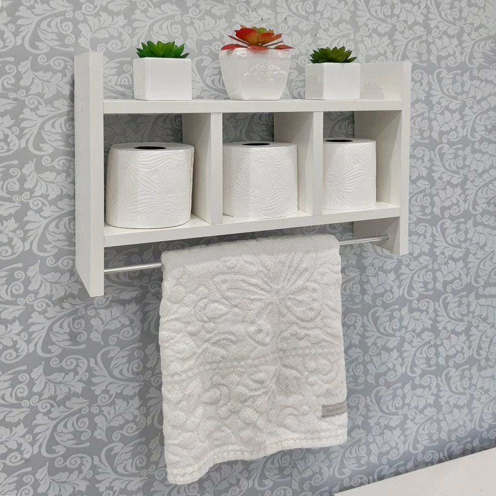 Nicho Porta Toalha Branco para Banheiro 45 x 30cm