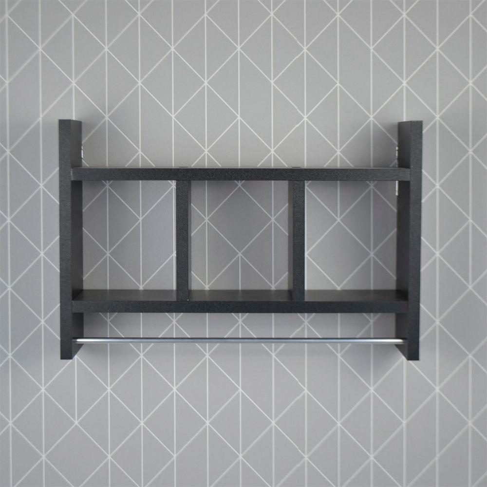 Nicho Porta Toalha Preto para Banheiro 45 x 30cm