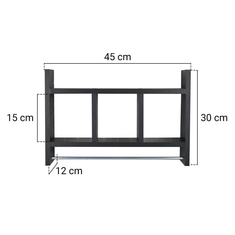 Nicho Porta Toalha Preto para Banheiro 45 x 30cm