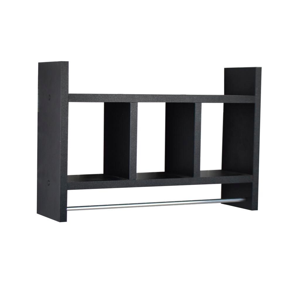 Nicho Porta Toalha Preto para Banheiro 45 x 30cm