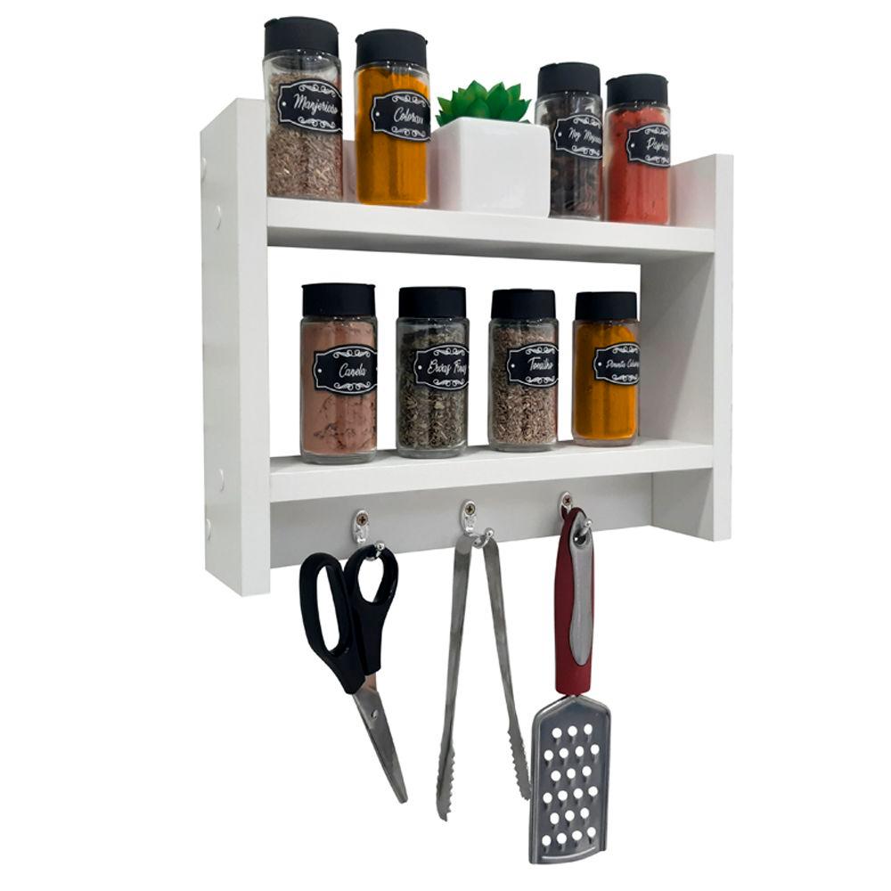 Porta Temperos para Cozinha com Suporte Pano Prato Branco