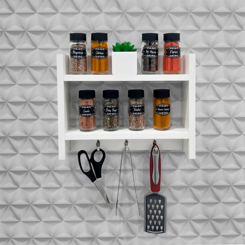 Porta Temperos para Cozinha com Suporte Pano Prato Branco