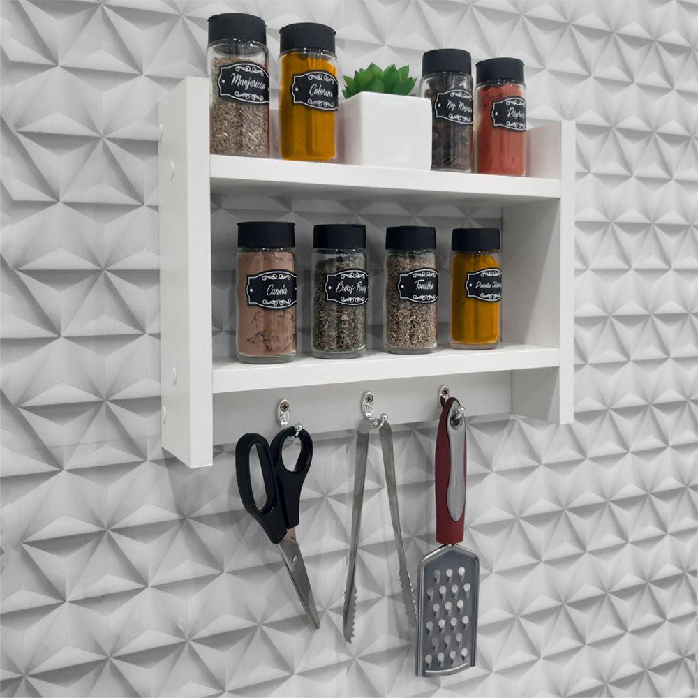 Porta Temperos para Cozinha com Suporte Pano Prato Branco