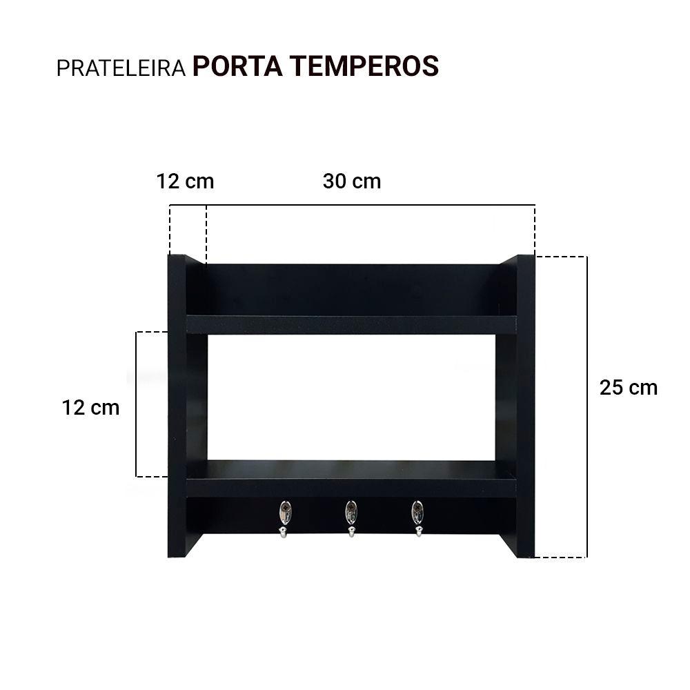 Porta Temperos para Cozinha com Suporte Pano Prato Preto