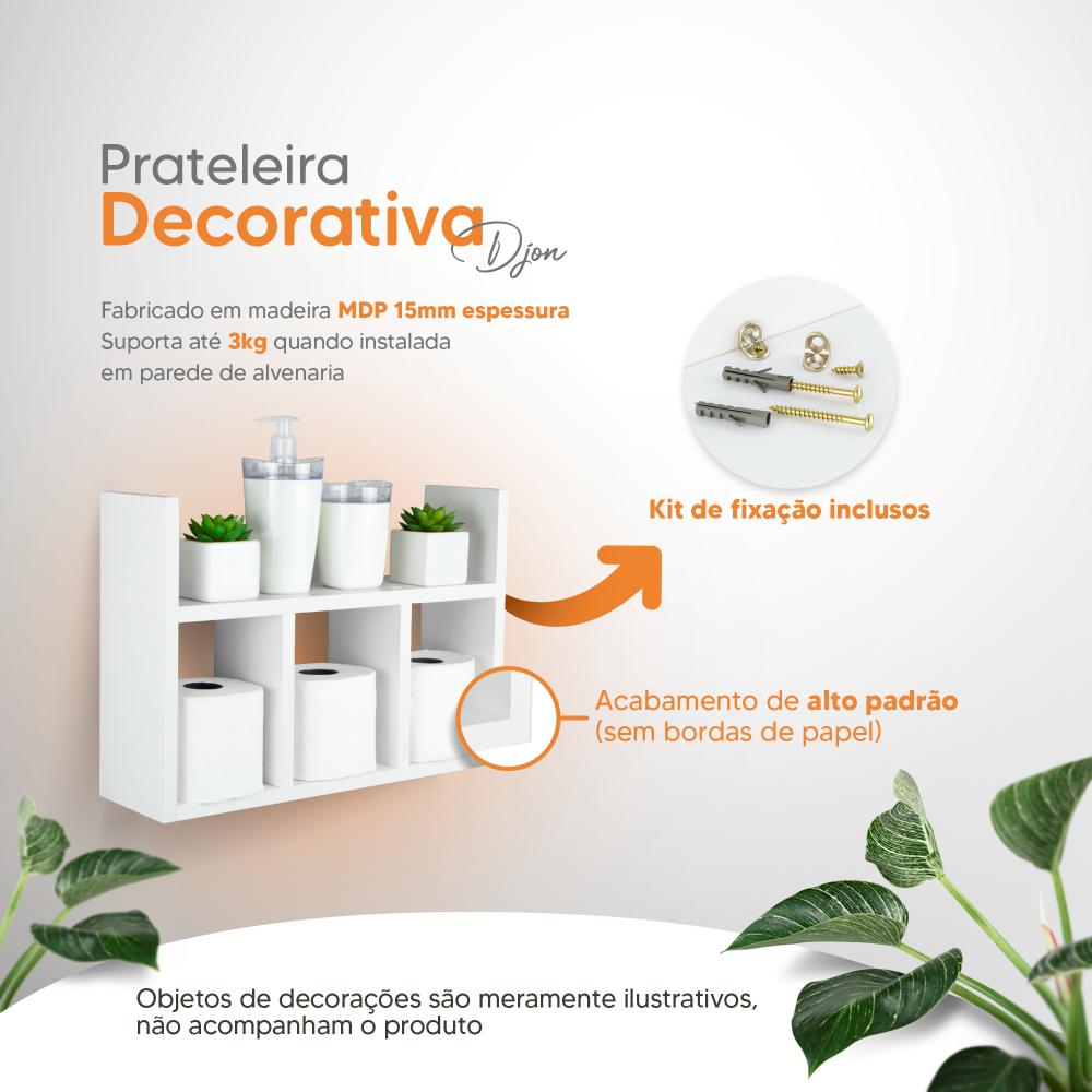Prateleira Porta Papel Organizador para Banheiro Branco 40cm