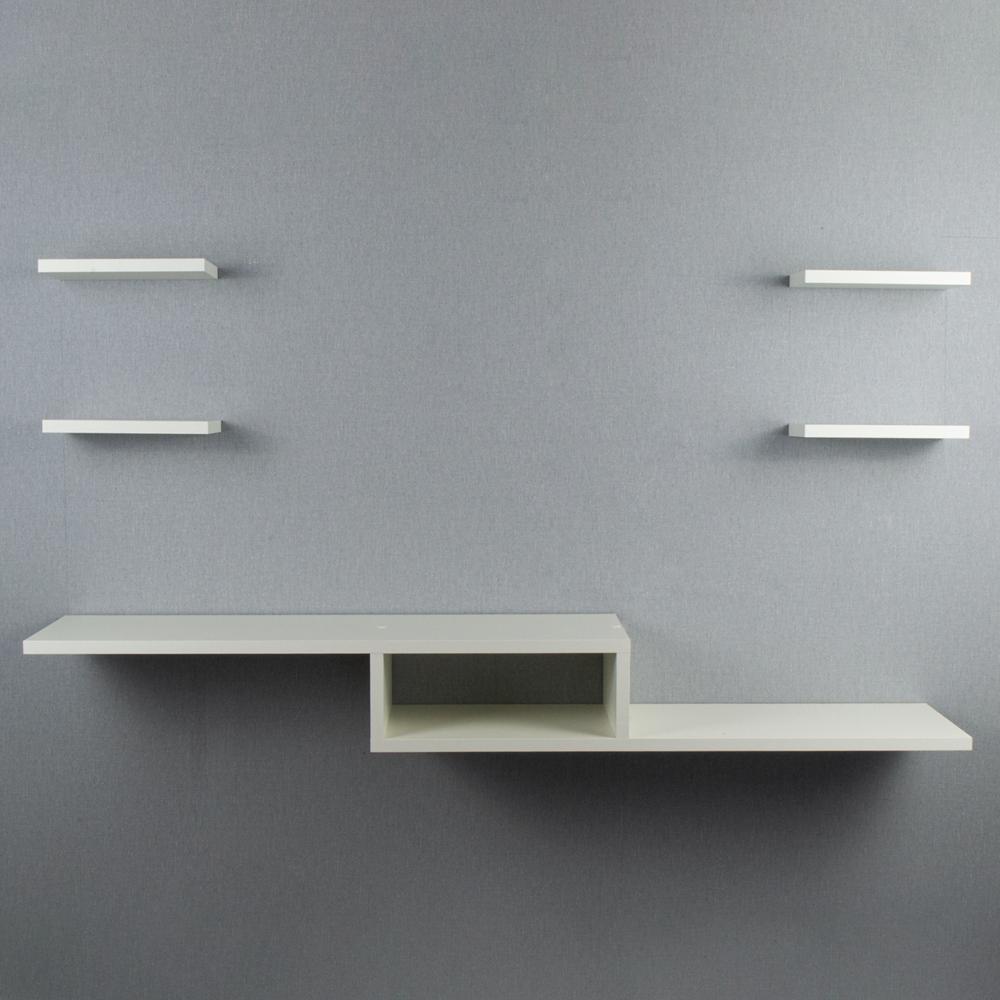Rack TV Nicho Suspenso para Quarto Sala Branco 110cm