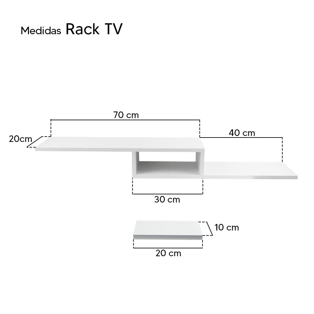 Rack TV Nicho Suspenso para Quarto Sala Branco 110cm