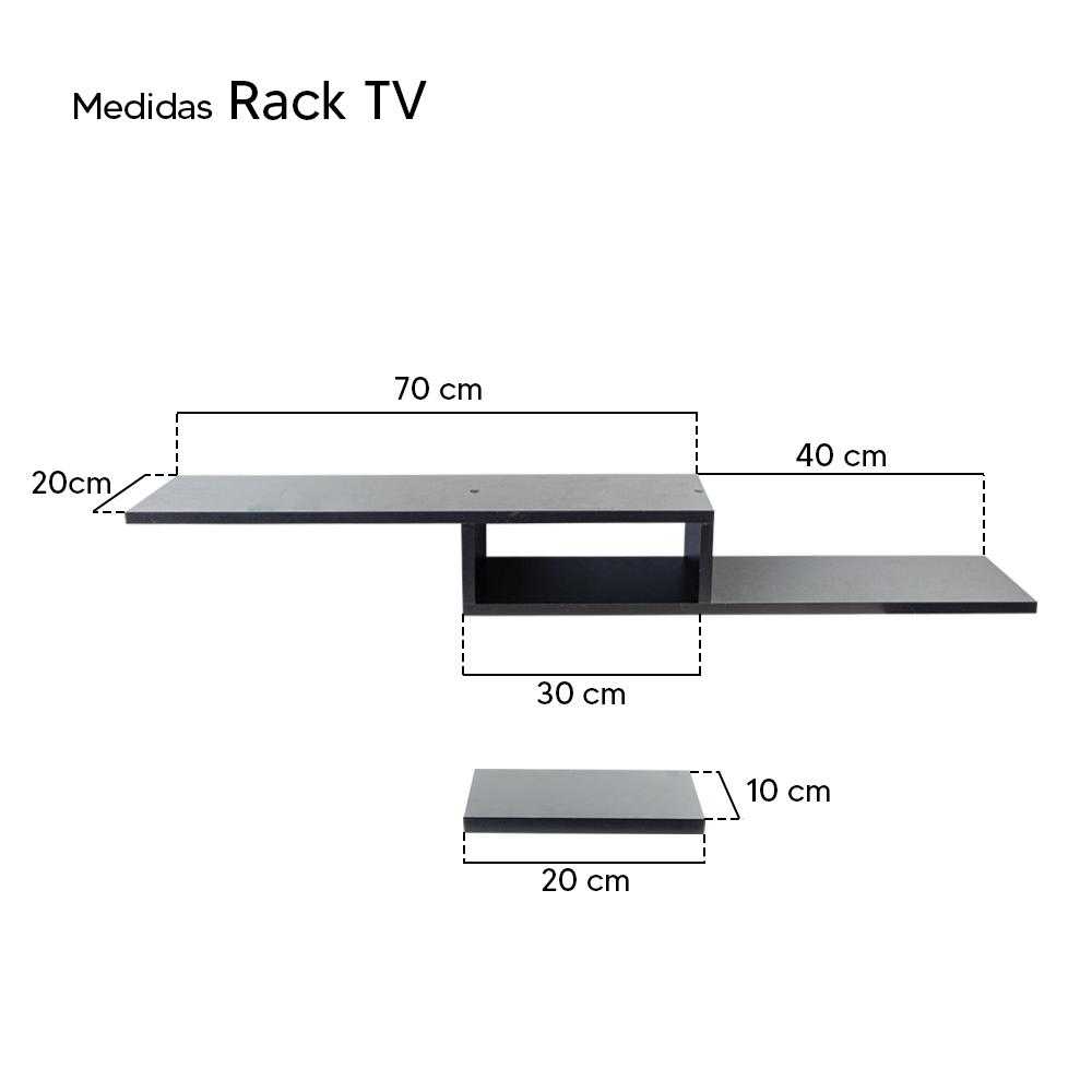 Rack TV Nicho Suspenso para Quarto Sala Preto 110cm