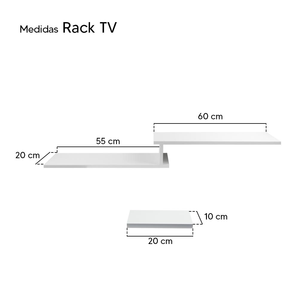 Rack TV Suspenso para Quarto Sala Branco 115cm