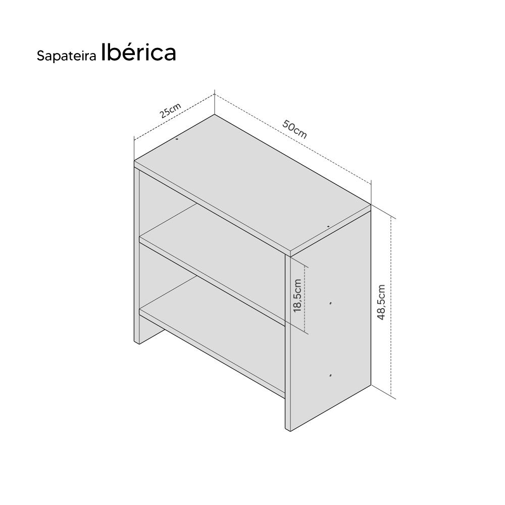 Sapateira Nogal para Quarto Sala 50 x 40 x 25cm