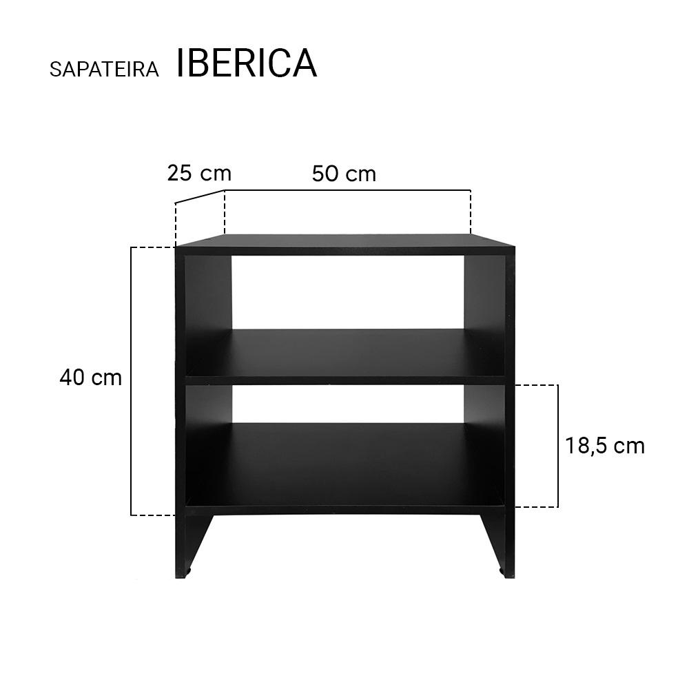 Sapateira Pequena para Quarto Sala 50 x 40 x 25cm - Preto
