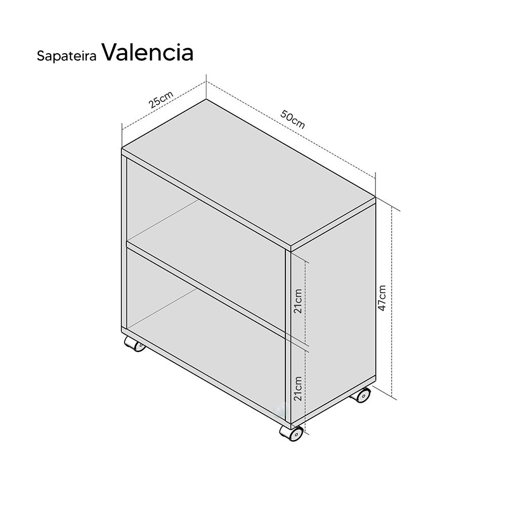 Sapateira para 4 pares de Sapatos Valencia Branca com rodinhas