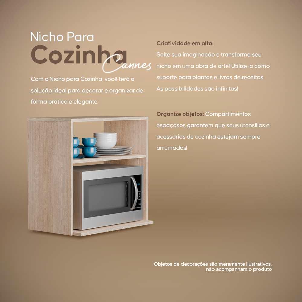 Suporte Nicho para Micro-ondas Forno Elétrico Cozinha Carvalho 60cm