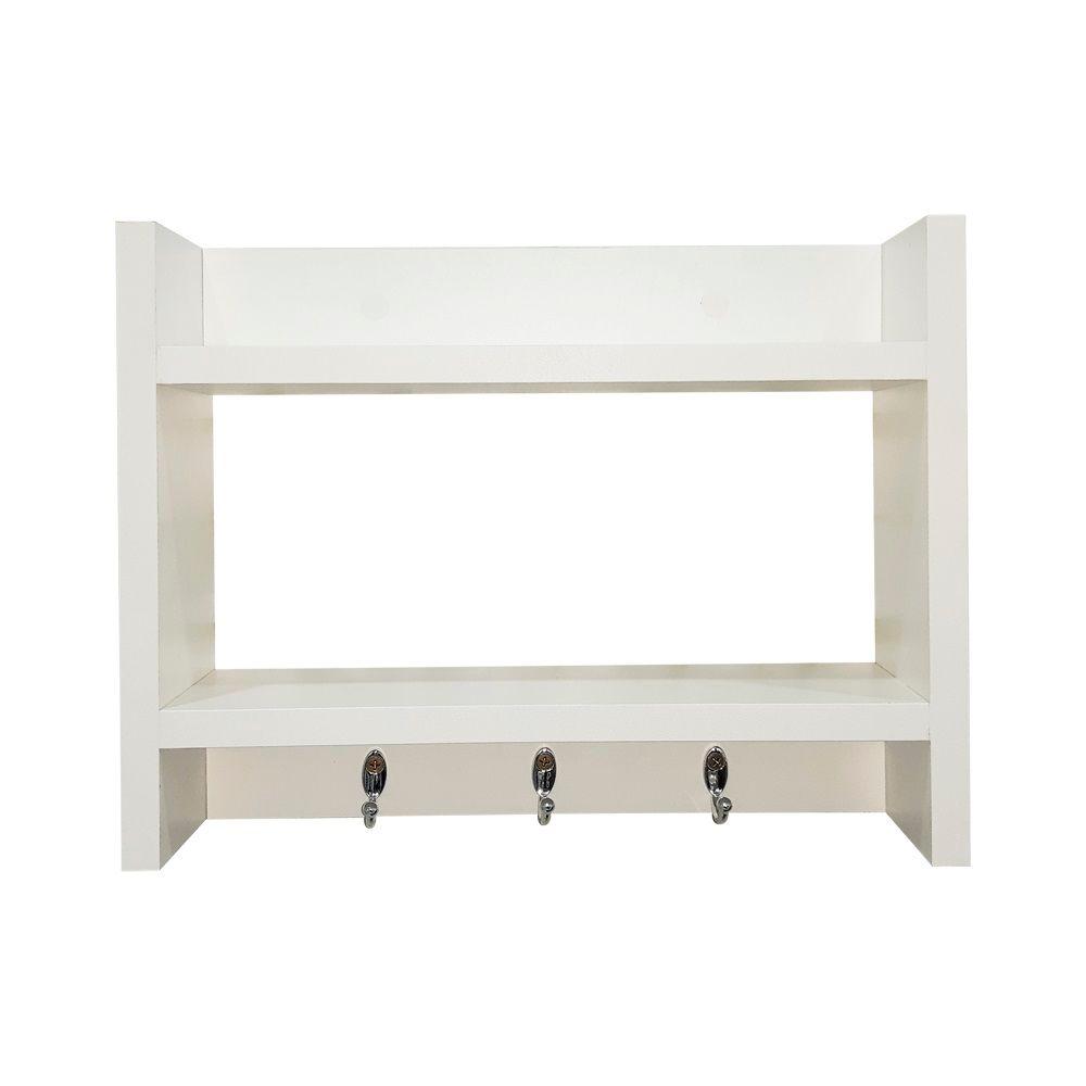 Suporte Porta Chaves Organizador Decorativo de Parede Madeira Branco