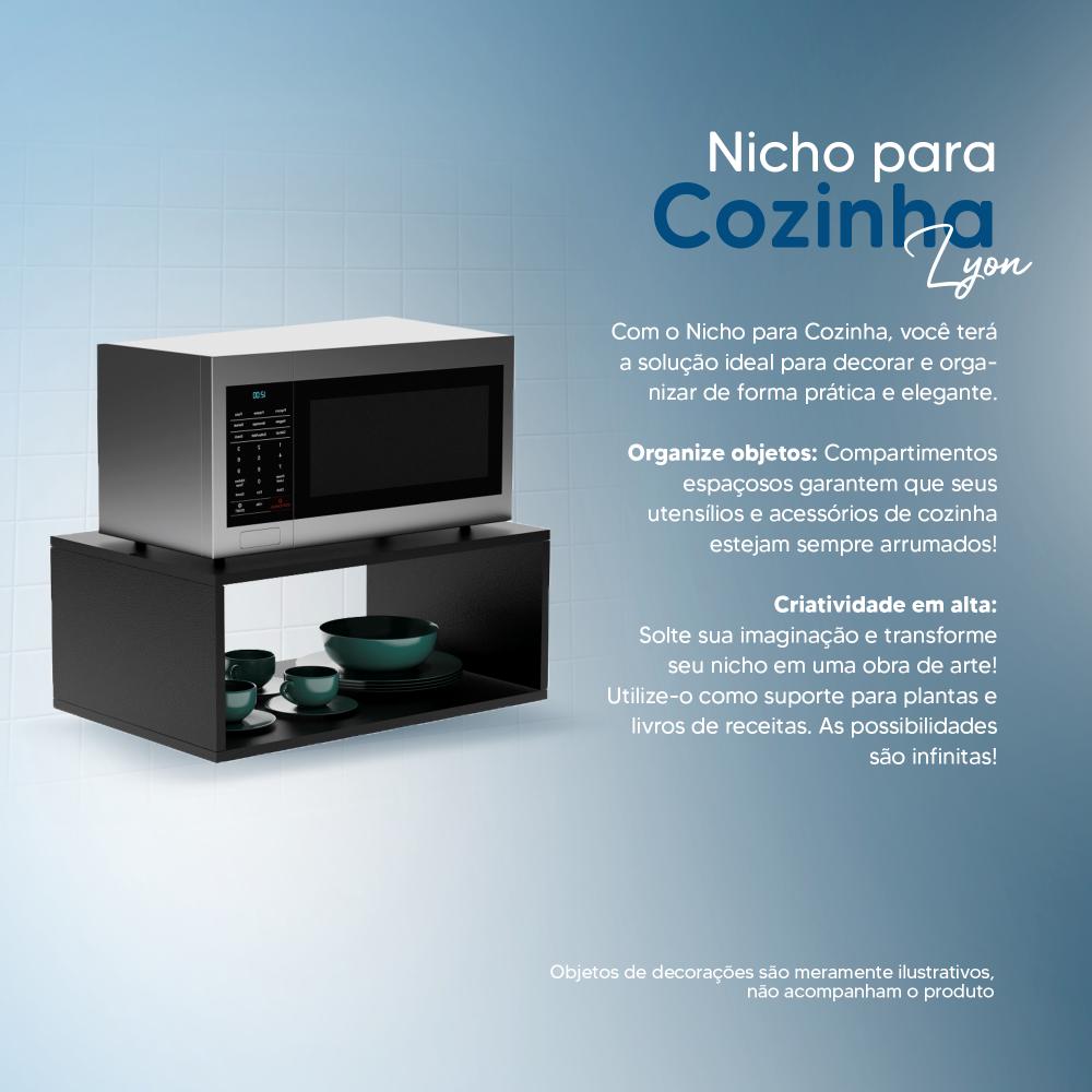 Suporte para Micro-ondas Forno Elétrico Cozinha Preto 60cm
