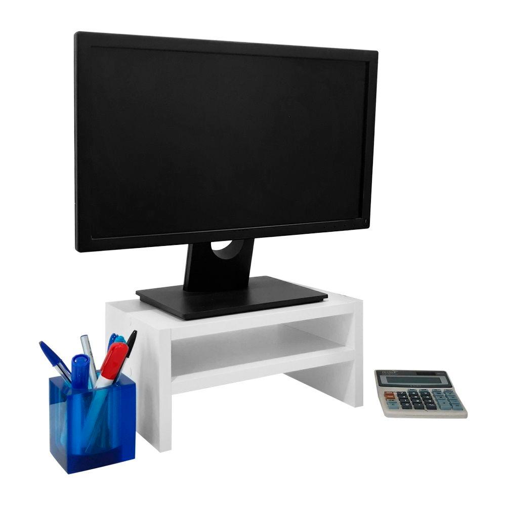 Suporte para Monitor Base de Mesa Branco Madeira