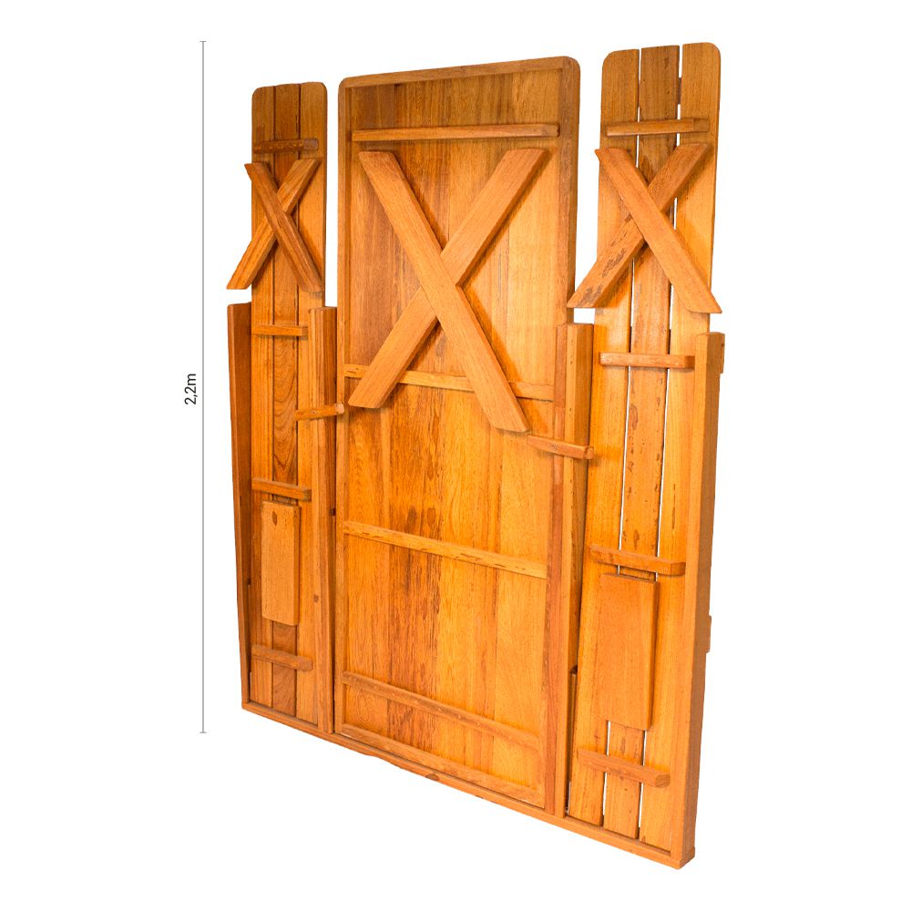 Conjunto Dobrável de Parede Para Churrasco 2,2m 2 Bancos Madeira Maciça Angelim