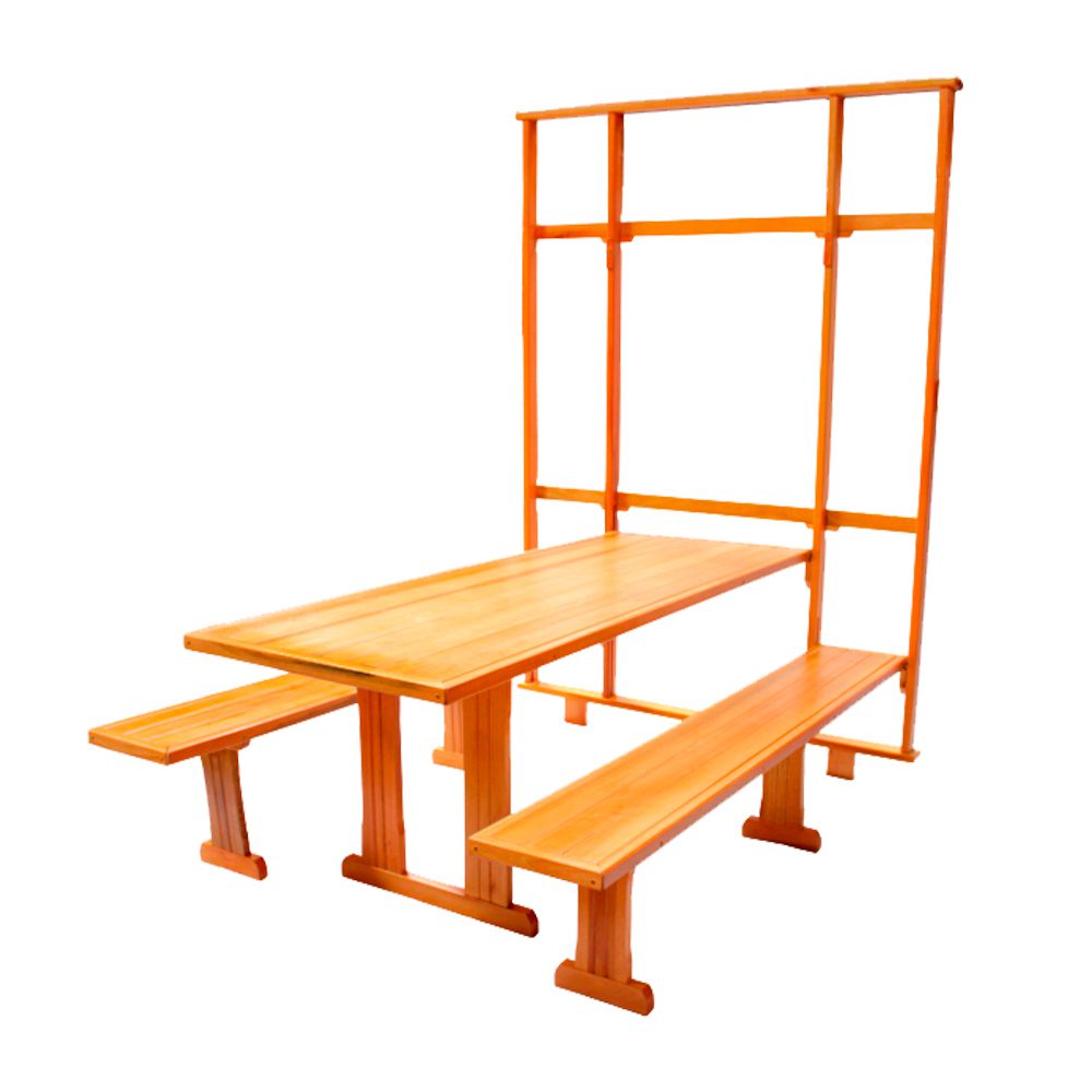 Conjunto Dobrável de Parede Para Churrasco 2,2m 2 Bancos Madeira Maciça Eucalipto