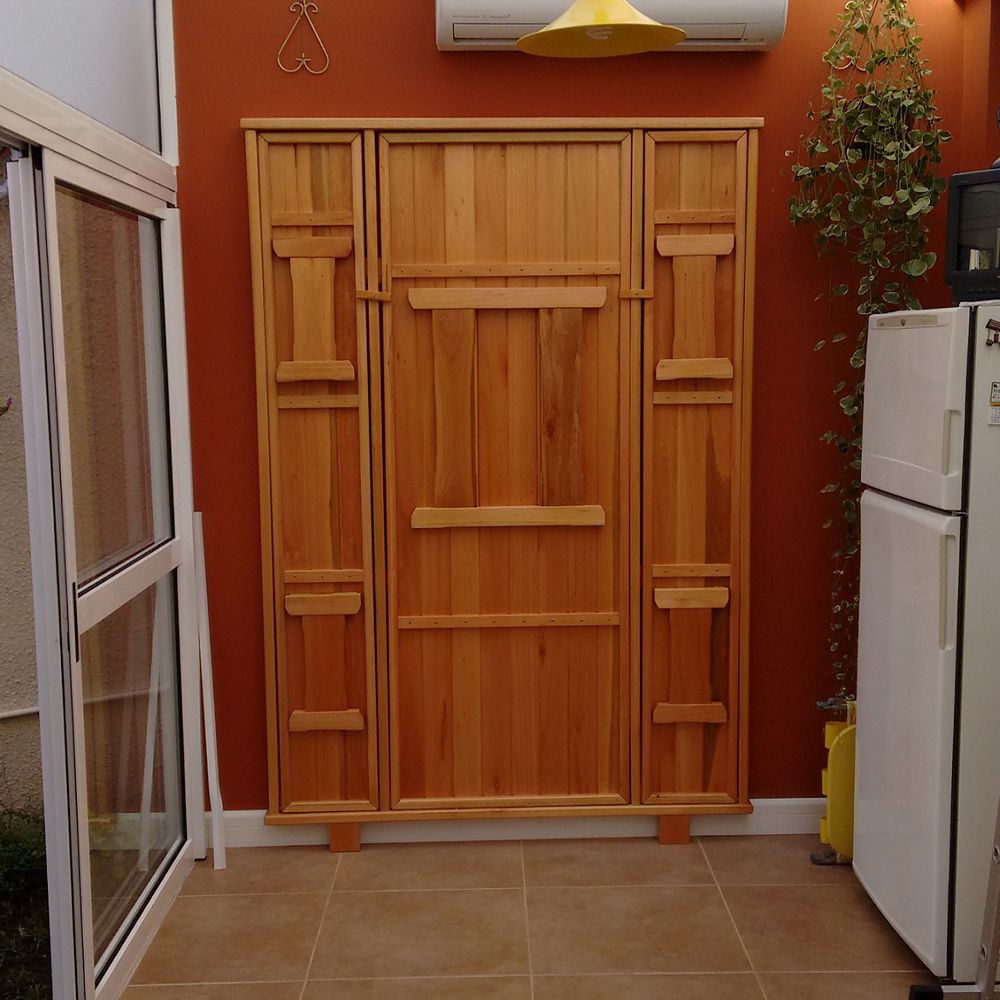 Conjunto Dobrável de Parede Para Churrasco 2,2m 2 Bancos Madeira Maciça Eucalipto