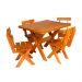 Conjunto Mesa 1m e 4 Cadeiras Madeira Maciça Eucalipto