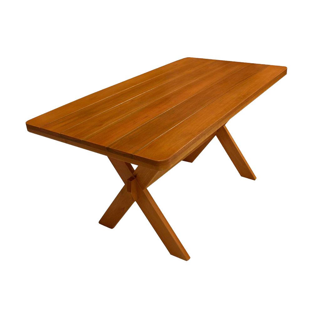 Conjunto Mesa 2,5m 4 Bancos e 2 Cadeiras Madeira Maciça Eucalipto