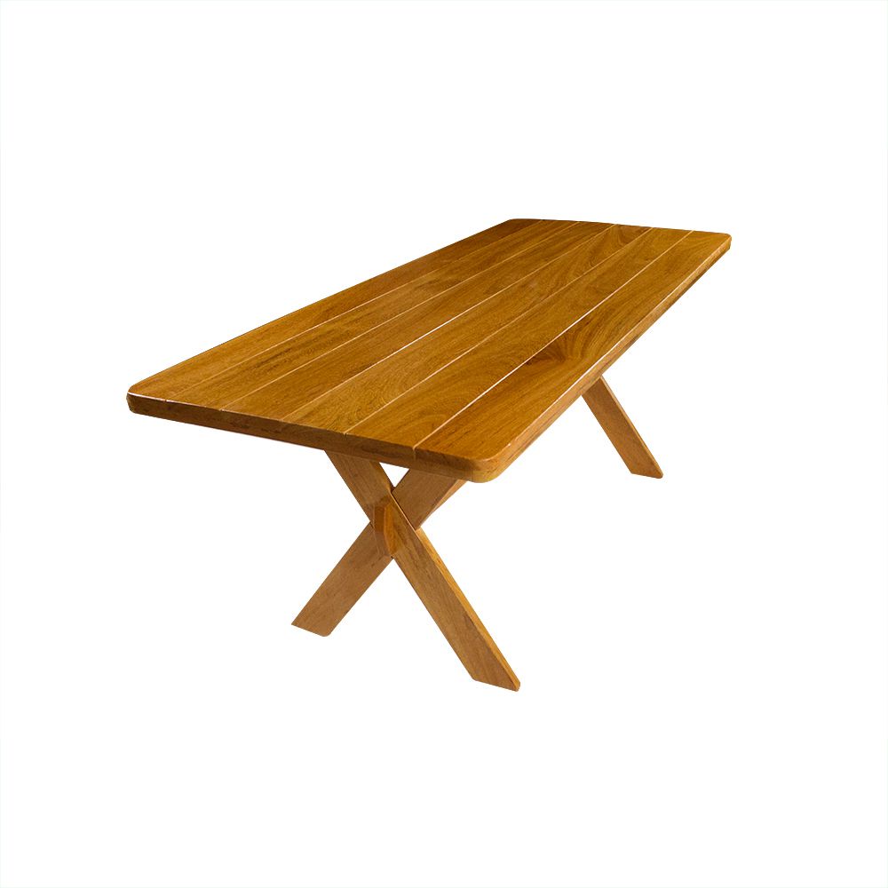 Conjunto Mesa 2m 2 Bancos Sem Encosto Madeira Maciça Angelim