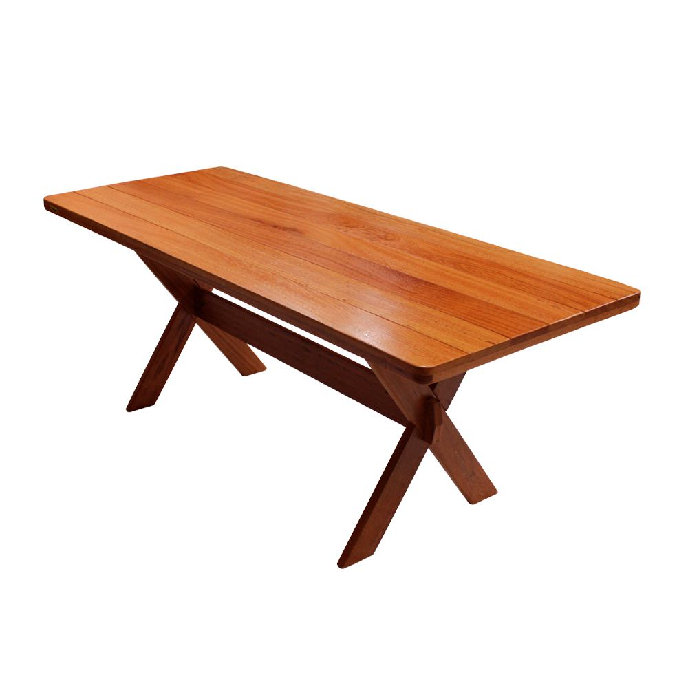 Conjunto Mesa 2m 4 Bancos e 2 Cadeiras Madeira Maciça Angelim