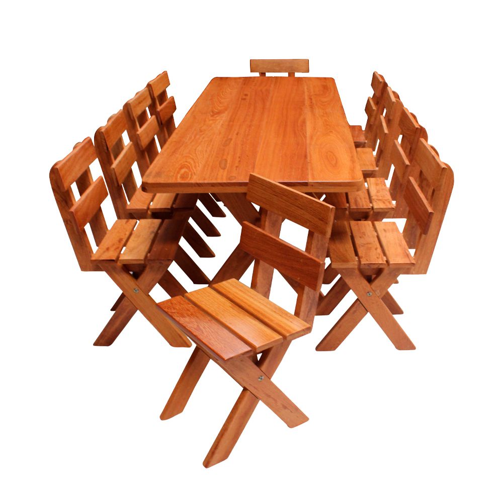 Conjunto Mesa Rústica 2,2m e 10 Cadeiras Madeira Maciça Angelim