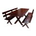 Conjunto Mesa Rústica 2m 2 Bancos e 2 Cadeiras Madeira Maciça Angelim Tabaco
