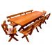 Conjunto Mesa Rústica 3m 4 Bancos e 2 Cadeiras Madeira Maciça Angelim