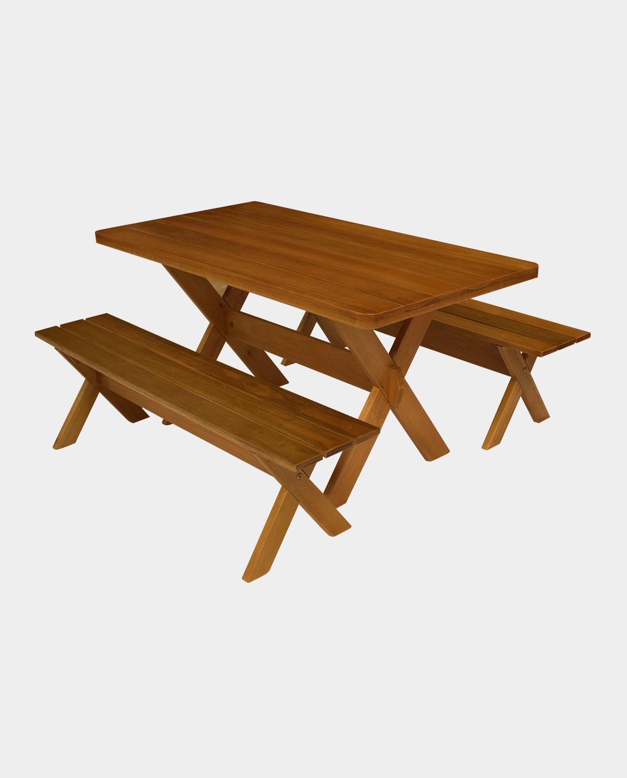 Conjunto Mesa Rústica Com Bancos Madeira Churrasco 2,00m