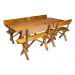 Conjunto Rústico de Mesa 2,2m e 4 Bancos e 2 Cadeiras Madeira Maciça Pinus