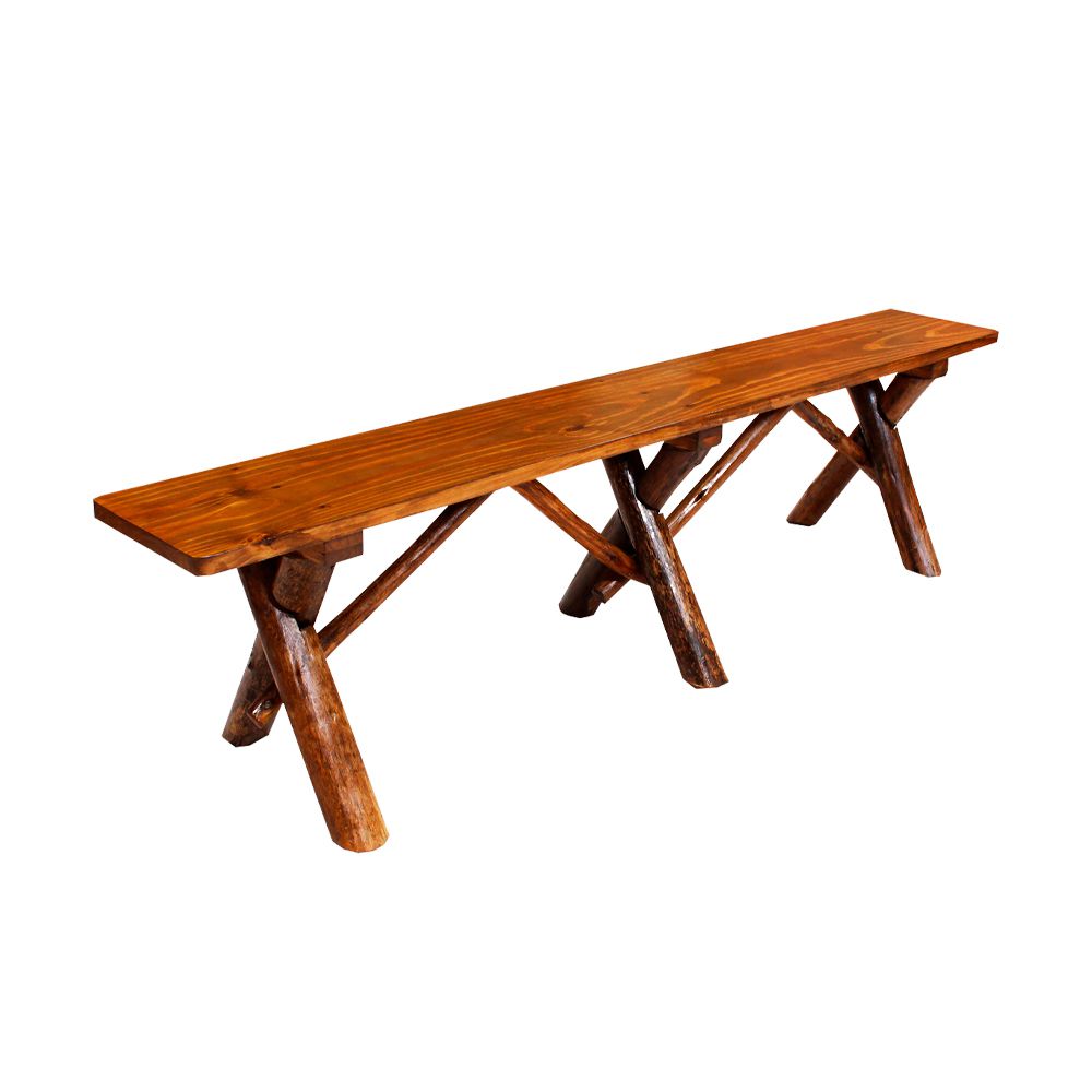 Conjunto Rústico de Mesa 2m e 2 Bancos Sem Encosto Madeira Maciça Pinus