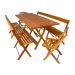 Conjunto de Mesa Dobrável Para Churrasco 2m 2 Bancos 2 Cadeiras Madeira