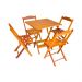 Conjunto de Mesa Dobrável Quadrada 0,78m 4 Cadeiras Madeira Maciça Eucalipto