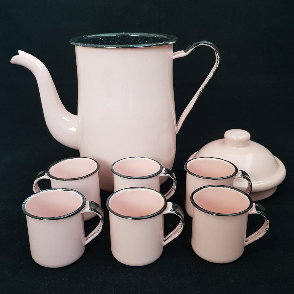 Bule Café Esmaltado 1,25 Litros e 6 Xícaras 70ml Tradicional