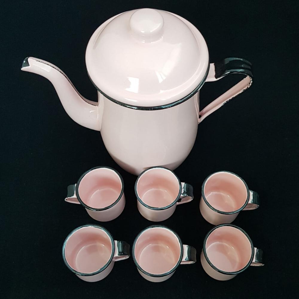Bule Café Esmaltado 1,25 Litros e 6 Xícaras 70ml Tradicional