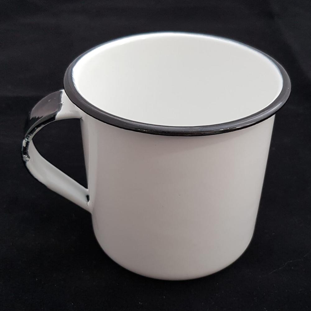 Caneca Esmaltada Xícara de Café Chá 400ml Caneca  Agata Caneca Branca