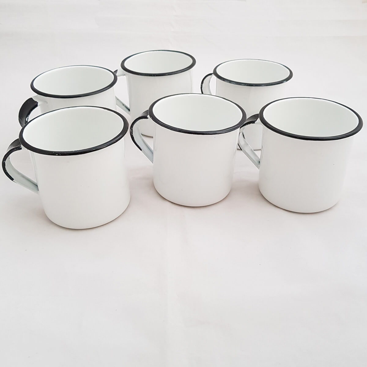 Jogo 6 Xícaras Café Caneca Esmaltada 400ml Caneca de Agata