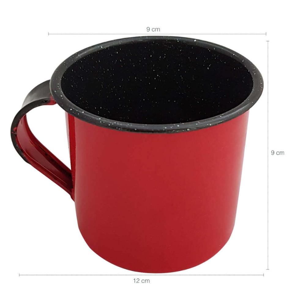 Jogo 6 Xícaras Café Caneca Esmaltada 400ml Caneca de Agata Vermelho