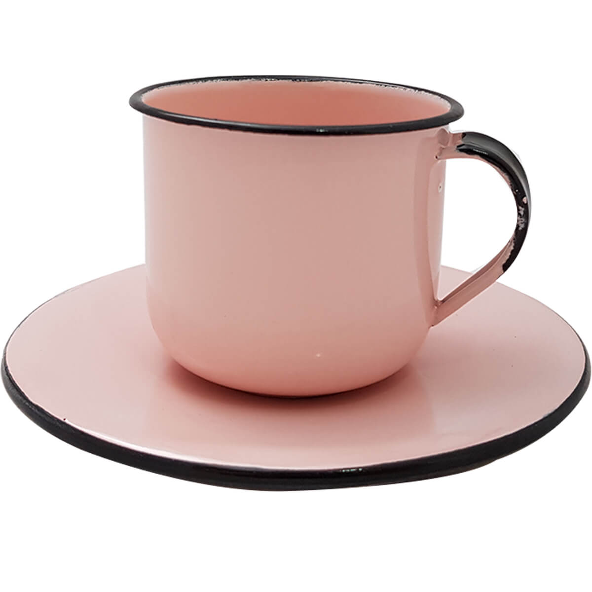 Kit Bule De Café E Chá Com 6 Xícaras e Pires Aço Esmaltado