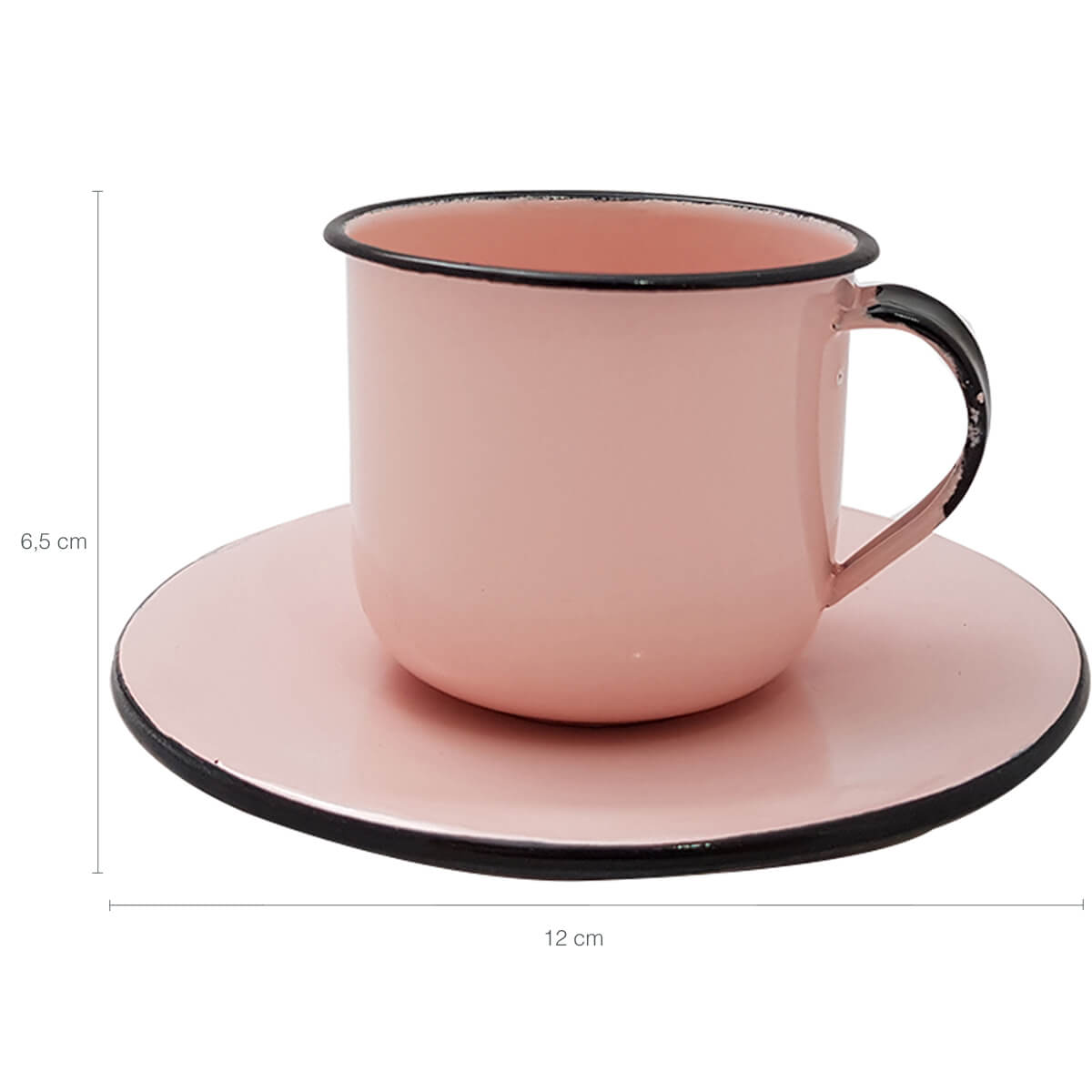 Kit Bule De Café E Chá Com 6 Xícaras e Pires Aço Esmaltado