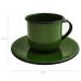 Kit Bule De Café E Chá Com 6 Xícaras e Pires Aço Esmaltado Verde Botânico