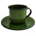 Kit Bule De Café E Chá Com 6 Xícaras e Pires Aço Esmaltado Verde Botânico