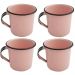 Kit Xícaras para Café e Chá 04 Peças Canecas Esmaltadas 400ml Ágata Rosa